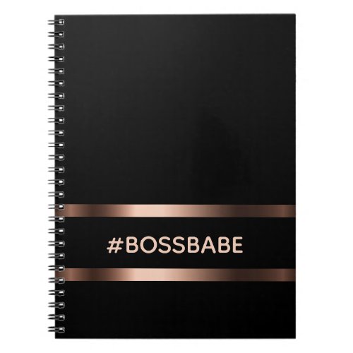Black stylish bronze bossbabe college ruled notebook