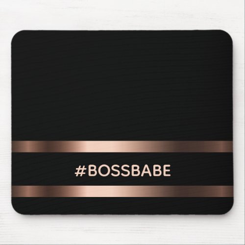 Black stylish bronze bossbabe minimalist mouse pad