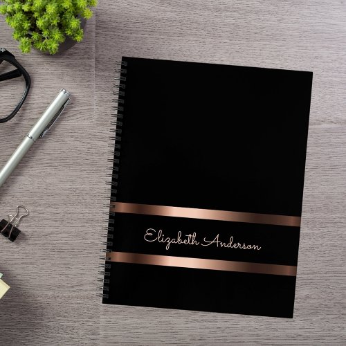 Black stylish bronze business blank pages notebook