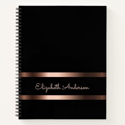 Black stylish bronze business college ruled notebook