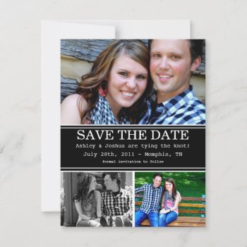 Black Stylish Design Save The Date Announcements by AllyJCat at Zazzle