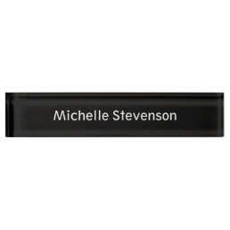 Black Stylish Elegant Modern Desk Nameplate