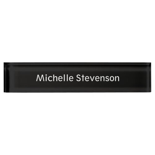 Black Stylish Elegant Modern Desk Nameplate