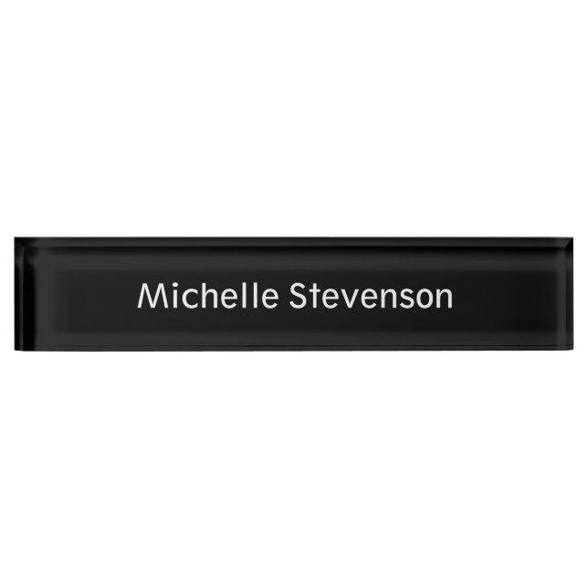 Black Stylish Elegant Modern Desk Nameplate (Front)