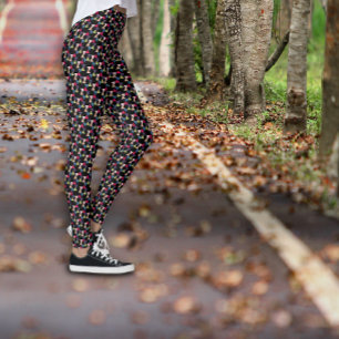Black stylish geometric colored pattern leggings