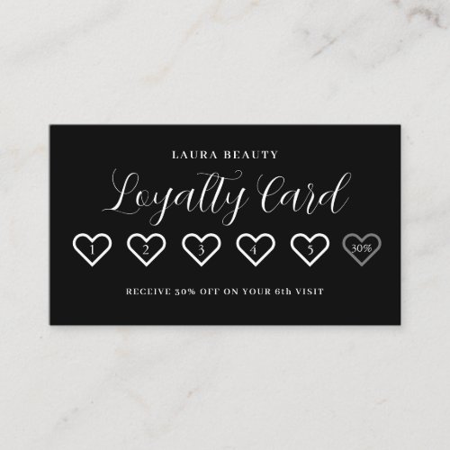 Black Stylish Minimal Heart Love Loyalty Card