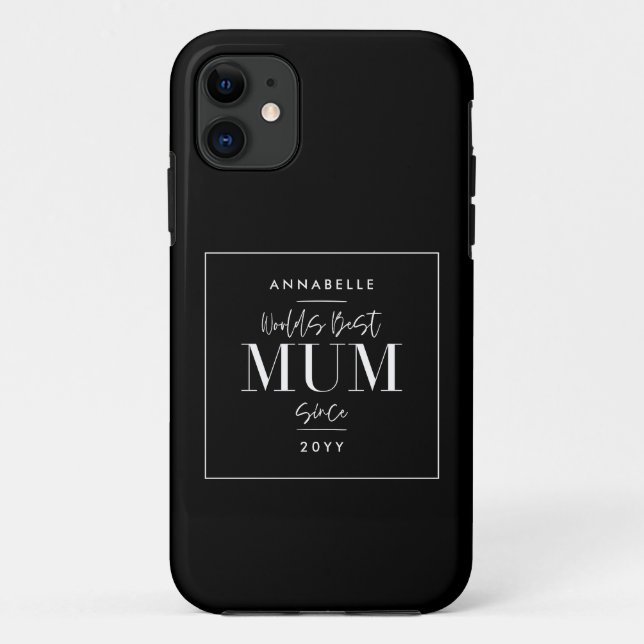 Black stylish modern mum mothers day typography Case-Mate iPhone case (Back)