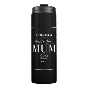 Black stylish modern mum mothers day typography thermal tumbler