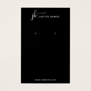 Black Stylish Script Monogram Modern Earing