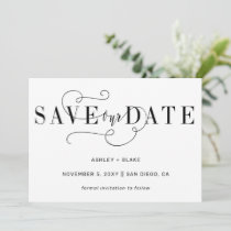 Black Stylish Simple Handwritten Calligraphy Save The Date