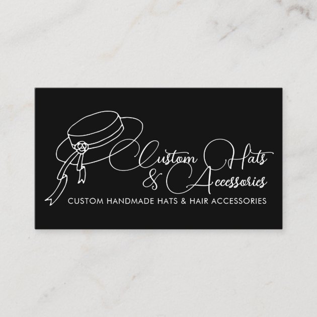 Black Stylist Hair Accessories Wedding Hat Business Card