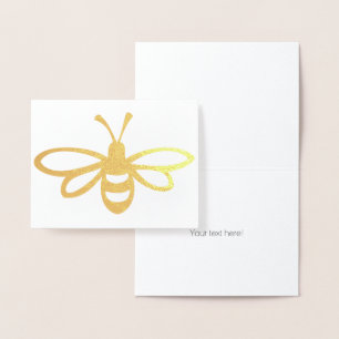 Black Stylized Bee Illustration Foil Card
