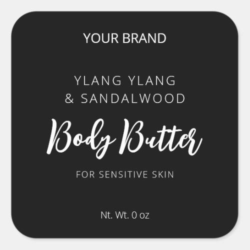 Black Stylized Body Butter Labels