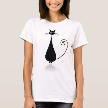 Black Stylized Cat T-shirt by PetsandVets at Zazzle