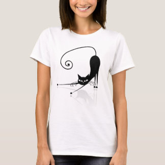 Black Stylized Cat T-Shirt