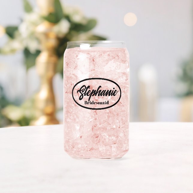 Black Stylized Name Wedding Bridesmaid Glass (Insitu (Wedding))