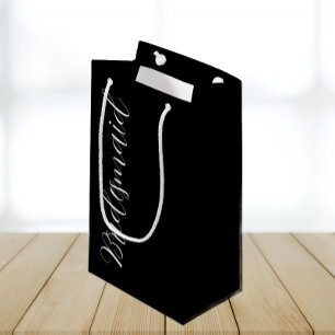 Black Stylized Script Wedding Bridesmaid Small Gift Bag