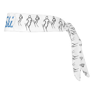 Black Stylized Skiers Skiing and i. Ski. text Tie Headband