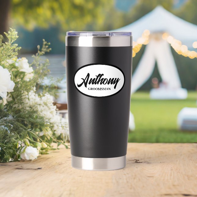 Black Stylized Wedding Groomsman Insulated Tumbler (Wedding (Rotated))