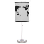 Black Stylized World Map Decor Table Lamp (Back)