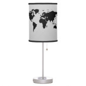 Black Stylized World Map Decor Table Lamp (Left)