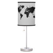 Black Stylized World Map Decor Table Lamp (Right)