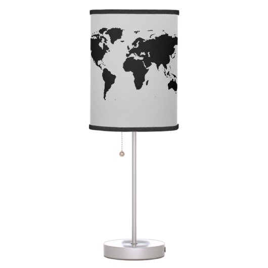 Black Stylized World Map Decor Table Lamp (Right)