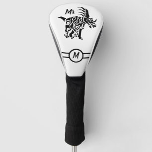 Black Styracosaurus  with Tribal War Paint Golf Head Cover