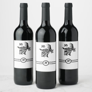 Black Styracosaurus with Tribal War Paint Wine Label