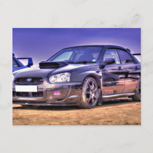 Black Subaru Impreza WRX STi Postcard