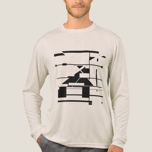 Black Subway Map Geometric Abstract Labyrinth Tri-Blend Shirt (Front)