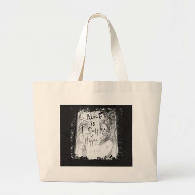 black such a happy color large tote bag (Front)