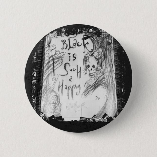 black such a happy color pinback button (Front)