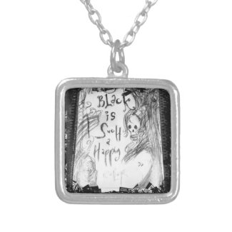 black such a happy color silver plated necklace