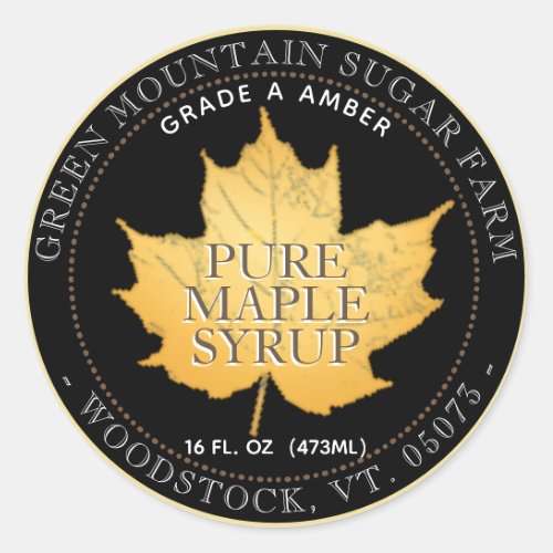 Black Sugar Maple Leaf Editable Maple Syrup Label