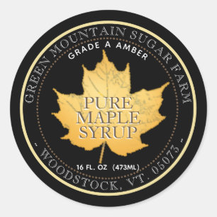 Black Sugar Maple Leaf Editable Maple Syrup Label