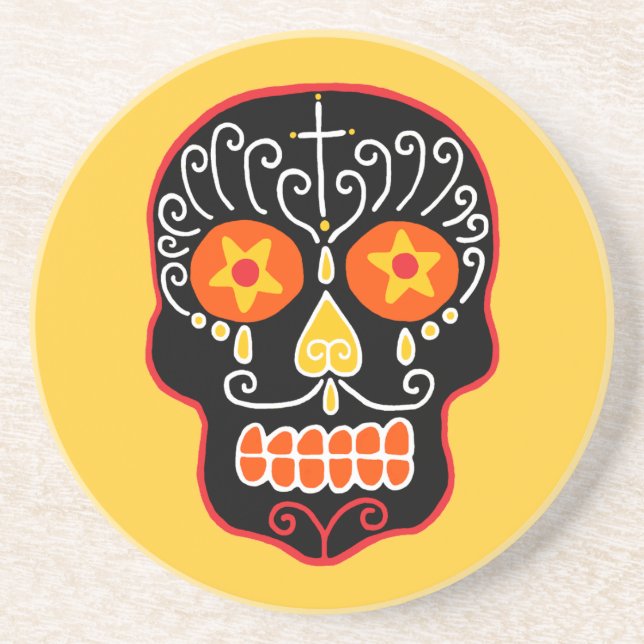 Black Sugar Skull Coaster (Front)