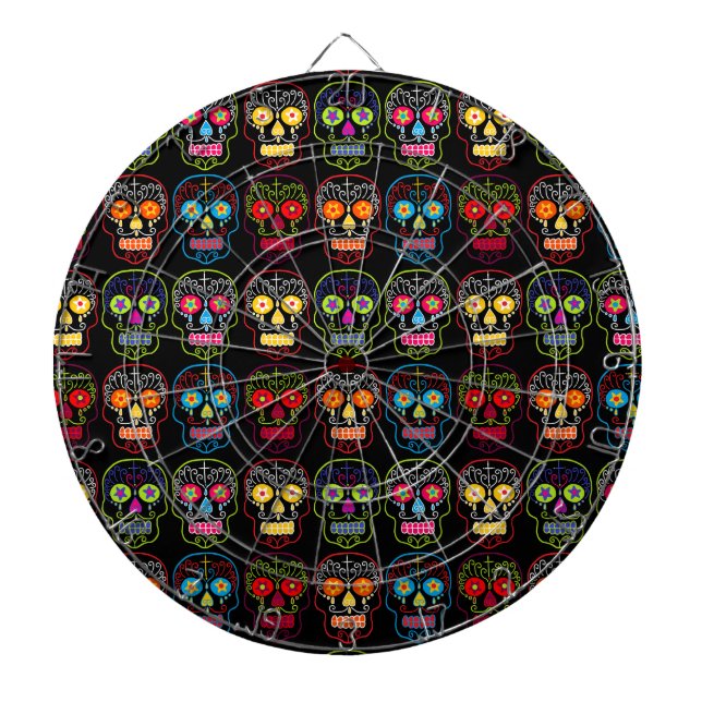 Black Sugar Skull Dart Board (Front)