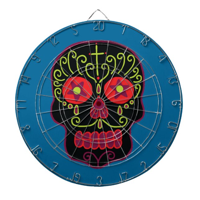 Black Sugar Skull Dart Board (Front)