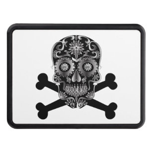 Black Sugar Skull Day Of The Dead Skull Crossbones Hitch Cover