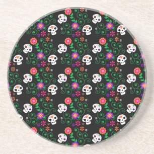 black sugar skull drink coaster