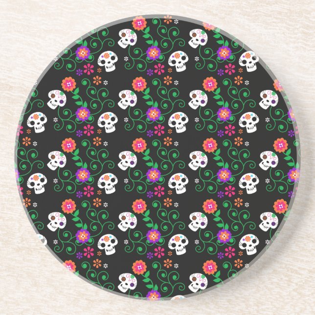 black sugar skull drink coaster (Front)