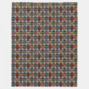 Black Sugar Skull Fleece Blanket