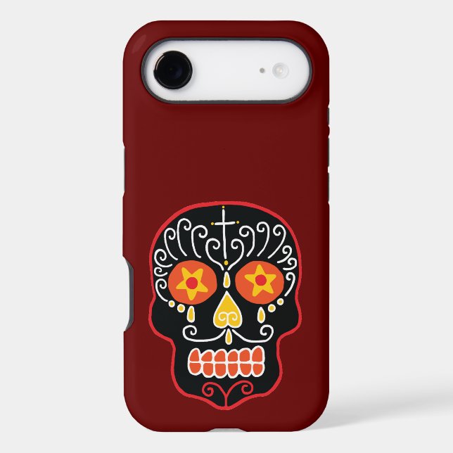 Black Sugar Skull iPhone Case (Back)