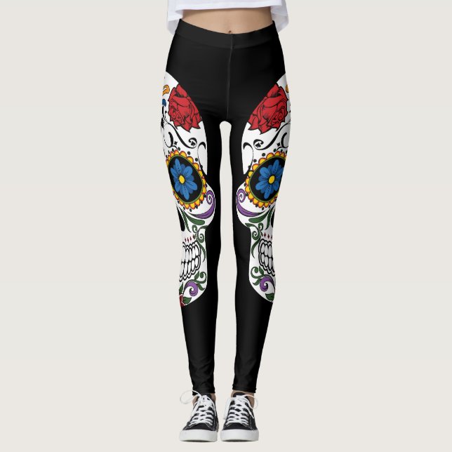 Black Sugar Skull Leggings (Front)