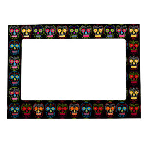 Black Sugar Skull Magnetic Photo Frame