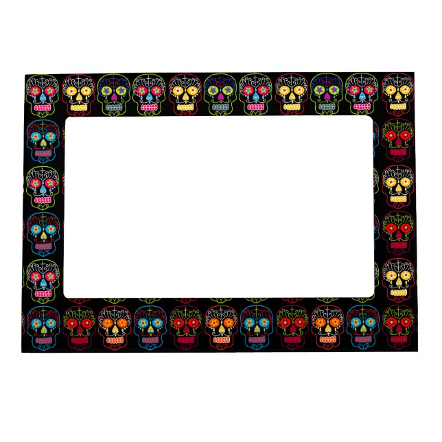 Black Sugar Skull Magnetic Photo Frame (Front)