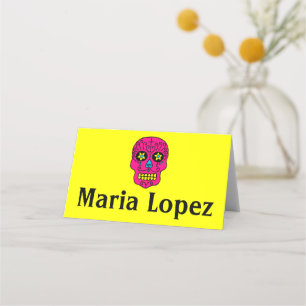 Black Sugar Skull Place Card