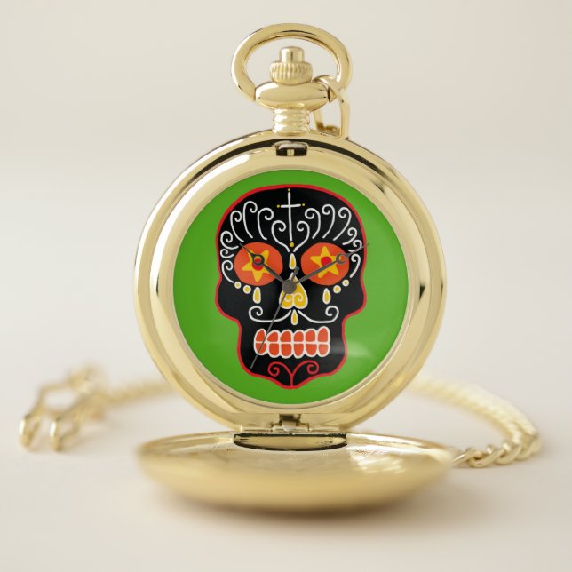 Black Sugar Skull Pocket Watch (Inside)