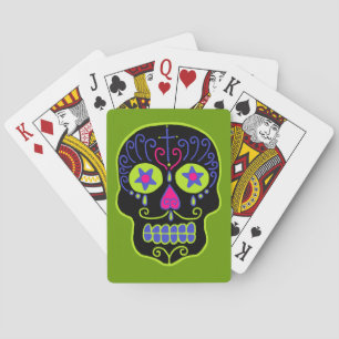 Black Sugar Skull Poker Cards